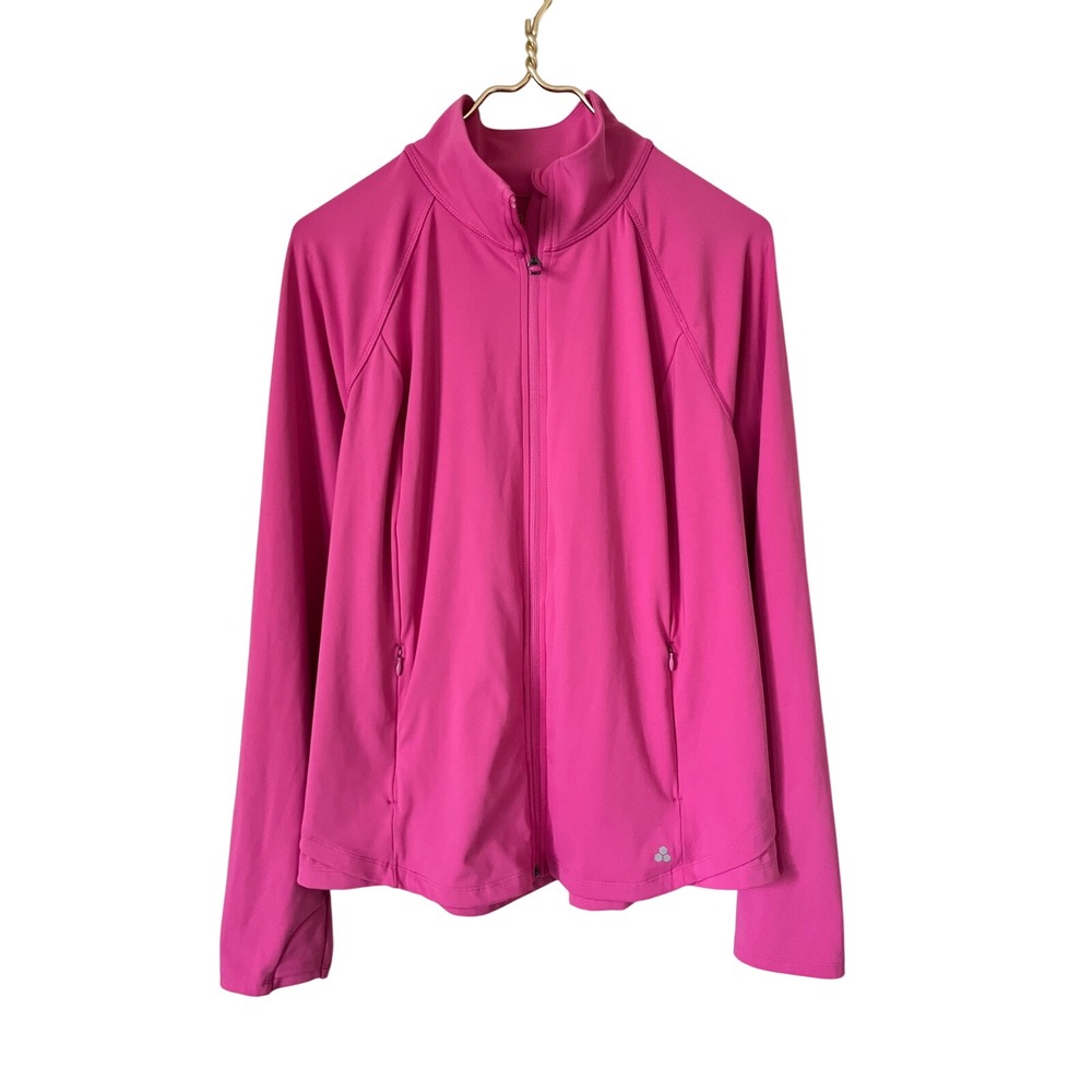 Tek Gear Ultrastretch Womens XXL Full Zip Jacket Pink Mock Neck Activewear Coat